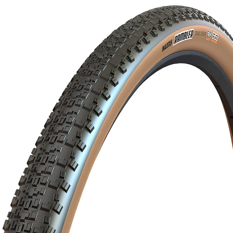 Maxxis, Rambler, Gravel Tire, 700x40C, Folding, Tubeless Ready, Dual, EXO, 60TPI, Tanwall