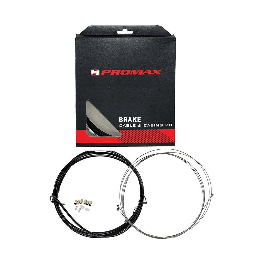 Promax, Bowden, Brake Cable and Housing Set, Stainless Steel, Universal, Black